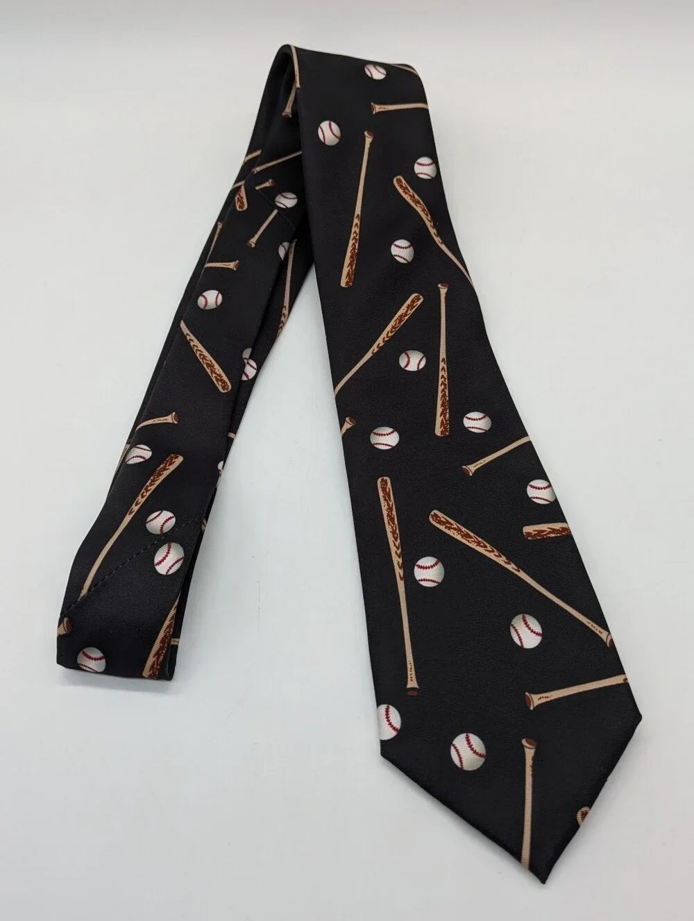 Vintage Parquet Black Brown Mens Baseball Novelty Tie